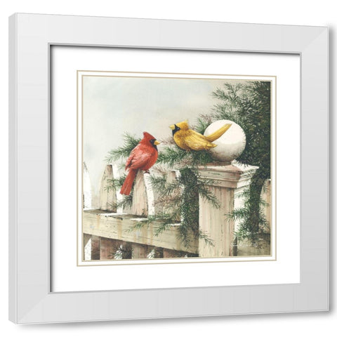 The Fence Sitters White Modern Wood Framed Art Print with Double Matting by Rossini, John