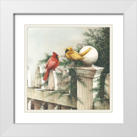 The Fence Sitters White Modern Wood Framed Art Print with Double Matting by Rossini, John