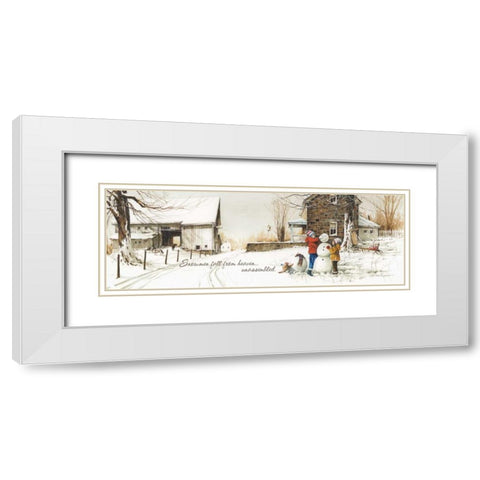 Snowmen from Heaven White Modern Wood Framed Art Print with Double Matting by Rossini, John