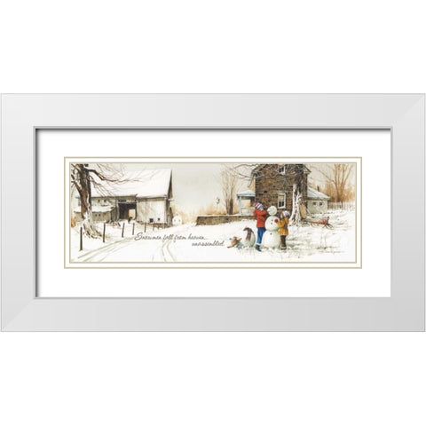 Snowmen from Heaven White Modern Wood Framed Art Print with Double Matting by Rossini, John