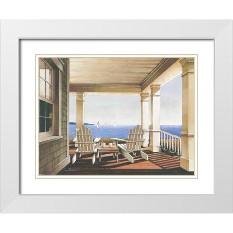 Veranda View White Modern Wood Framed Art Print with Double Matting by Rossini, John