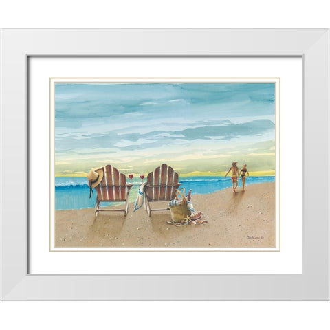 A Walk Along the Beach White Modern Wood Framed Art Print with Double Matting by Rossini, John