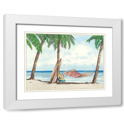 Under the Palms White Modern Wood Framed Art Print with Double Matting by Rossini, John