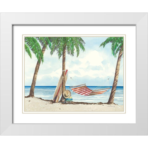 Under the Palms White Modern Wood Framed Art Print with Double Matting by Rossini, John