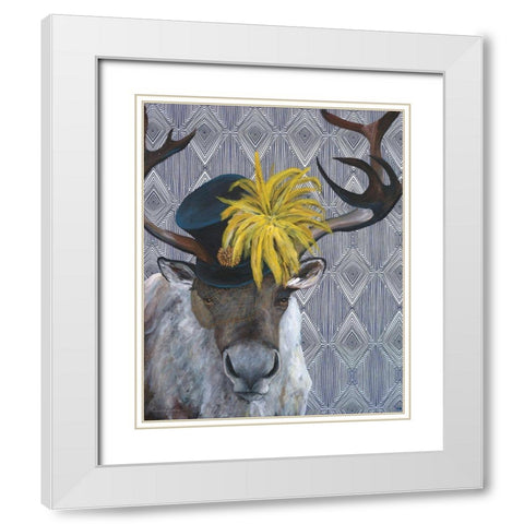 Mrs. Caribou White Modern Wood Framed Art Print with Double Matting by Kamdon Kreations