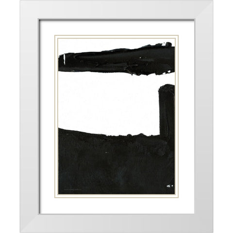 Black And White Abstract 5 White Modern Wood Framed Art Print with Double Matting by Kamdon Kreations