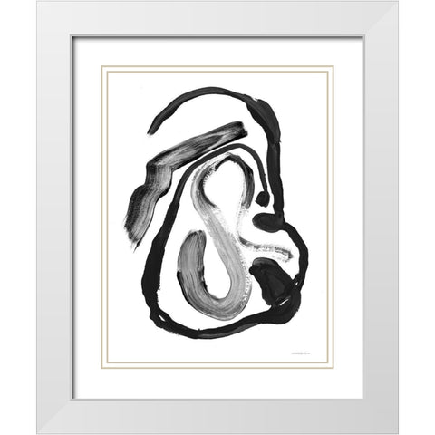 Black And White Abstract 6 White Modern Wood Framed Art Print with Double Matting by Kamdon Kreations