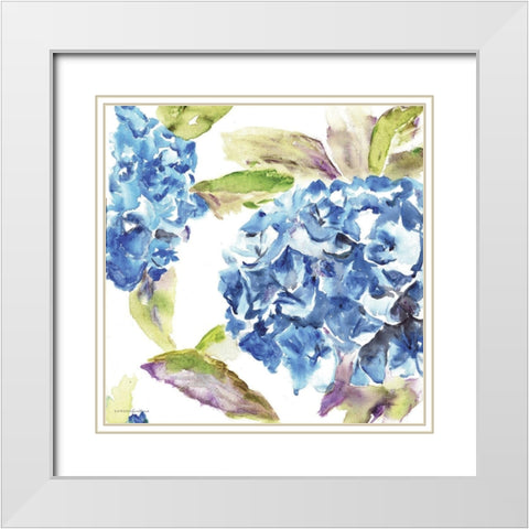 Hydrangea White Modern Wood Framed Art Print with Double Matting by Kamdon Kreations
