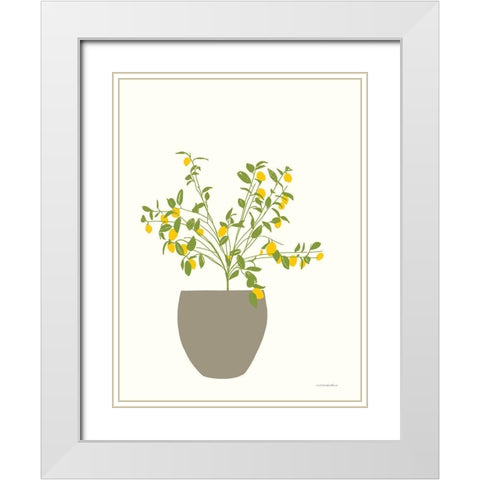 Lemon Tree White Modern Wood Framed Art Print with Double Matting by Kamdon Kreations