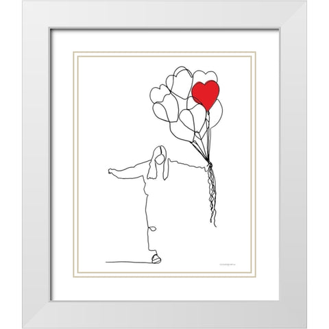 Love White Modern Wood Framed Art Print with Double Matting by Kamdon Kreations