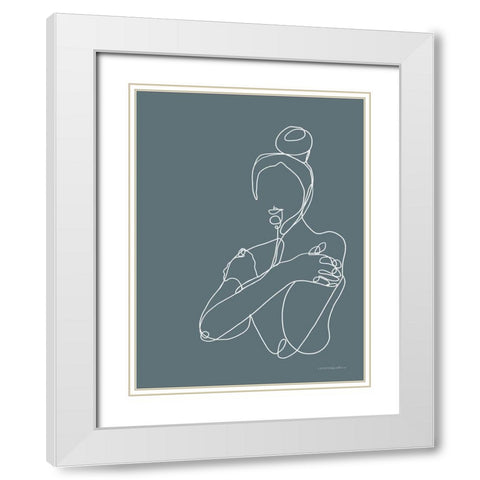 Messy Bun White Modern Wood Framed Art Print with Double Matting by Kamdon Kreations