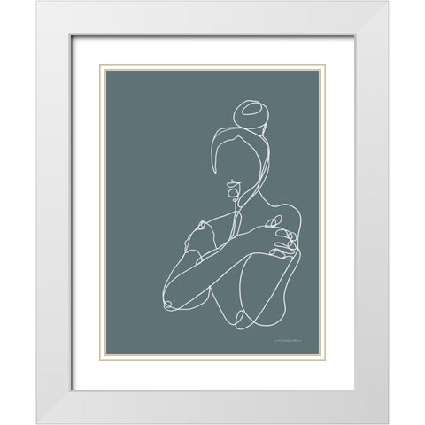 Messy Bun White Modern Wood Framed Art Print with Double Matting by Kamdon Kreations