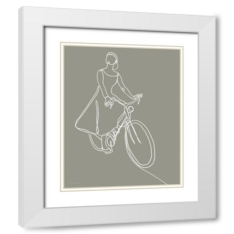 Audrey on a Bike White Modern Wood Framed Art Print with Double Matting by Kamdon Kreations