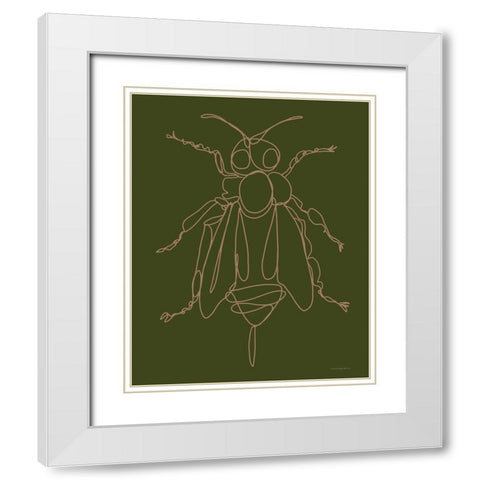 Bee White Modern Wood Framed Art Print with Double Matting by Kamdon Kreations