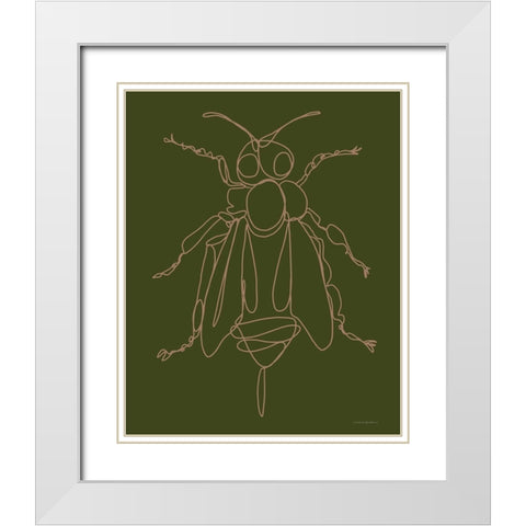Bee White Modern Wood Framed Art Print with Double Matting by Kamdon Kreations