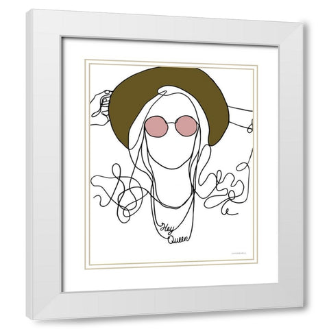 Hey Queen White Modern Wood Framed Art Print with Double Matting by Kamdon Kreations