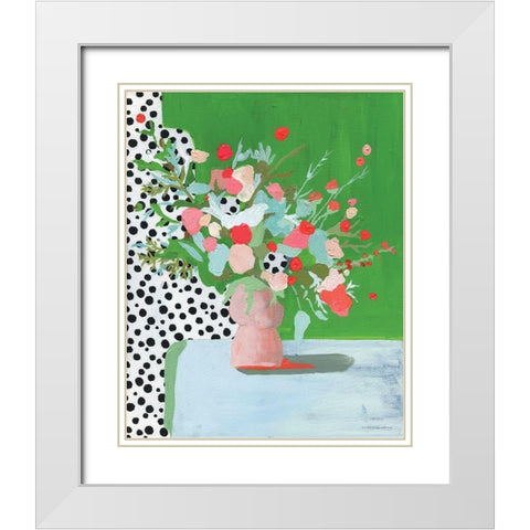 Bird Song in Spring White Modern Wood Framed Art Print with Double Matting by Kamdon Kreations
