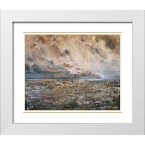 Ginger Clouds White Modern Wood Framed Art Print with Double Matting by Kamdon Kreations