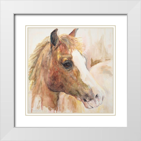 Watercolor Horse White Modern Wood Framed Art Print with Double Matting by Kamdon Kreations