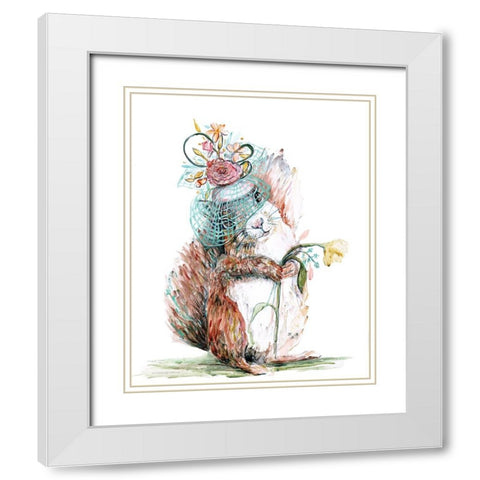 Enchanted Squirrel White Modern Wood Framed Art Print with Double Matting by Kamdon Kreations
