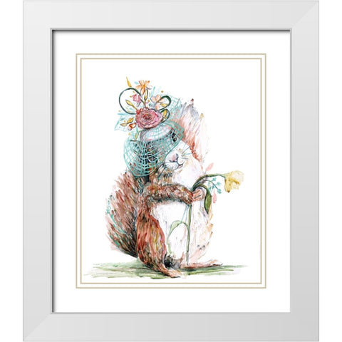 Enchanted Squirrel White Modern Wood Framed Art Print with Double Matting by Kamdon Kreations