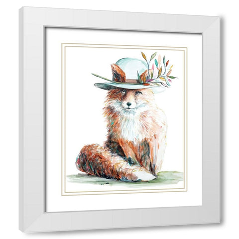 Enchanted Fox White Modern Wood Framed Art Print with Double Matting by Kamdon Kreations