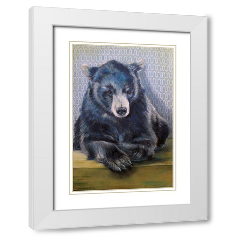 Black Bear White Modern Wood Framed Art Print with Double Matting by Kamdon Kreations