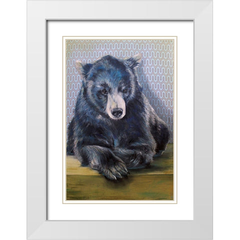 Black Bear White Modern Wood Framed Art Print with Double Matting by Kamdon Kreations