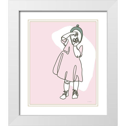 Toddler and Camera White Modern Wood Framed Art Print with Double Matting by Kamdon Kreations