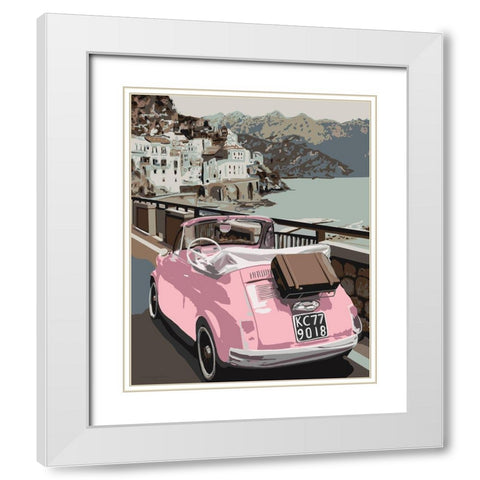 Pink Bug in Europe White Modern Wood Framed Art Print with Double Matting by Kamdon Kreations