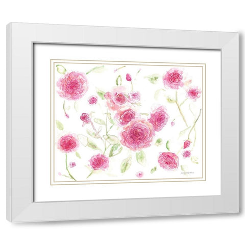 Pink Poises White Modern Wood Framed Art Print with Double Matting by Kamdon Kreations