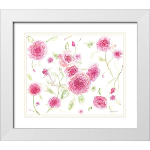 Pink Poises White Modern Wood Framed Art Print with Double Matting by Kamdon Kreations