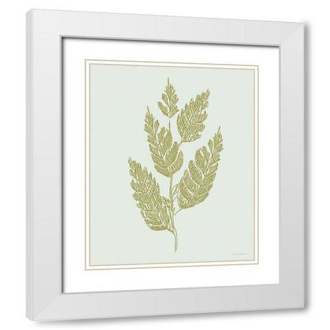Spring Sprig White Modern Wood Framed Art Print with Double Matting by Kamdon Kreations
