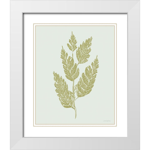 Spring Sprig White Modern Wood Framed Art Print with Double Matting by Kamdon Kreations