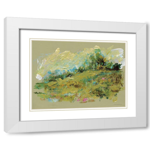 Spring Meadow White Modern Wood Framed Art Print with Double Matting by Kamdon Kreations