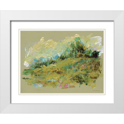 Spring Meadow White Modern Wood Framed Art Print with Double Matting by Kamdon Kreations
