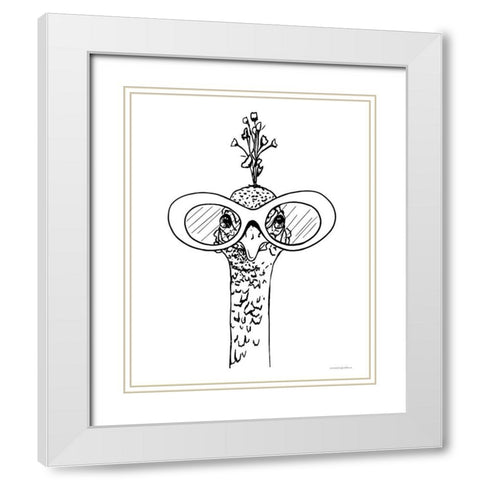 A Little Peacocky I White Modern Wood Framed Art Print with Double Matting by Kamdon Kreations