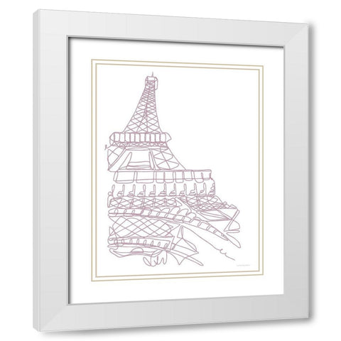 Eiffel Tower White Modern Wood Framed Art Print with Double Matting by Kamdon Kreations