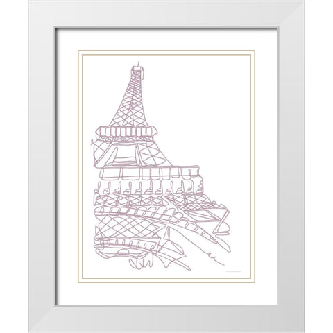Eiffel Tower White Modern Wood Framed Art Print with Double Matting by Kamdon Kreations