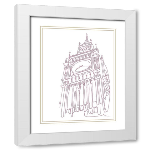 Big Ben White Modern Wood Framed Art Print with Double Matting by Kamdon Kreations