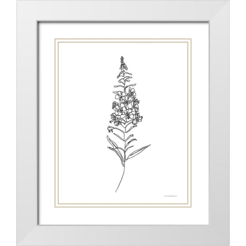 Fireweed White Modern Wood Framed Art Print with Double Matting by Kamdon Kreations