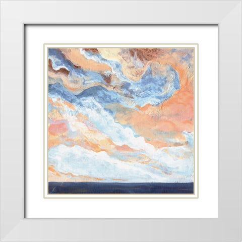 Coral Horizon White Modern Wood Framed Art Print with Double Matting by Kamdon Kreations