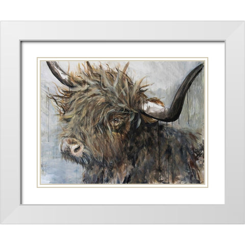 Sweet Cow White Modern Wood Framed Art Print with Double Matting by Kamdon Kreations