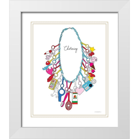 80s Charm White Modern Wood Framed Art Print with Double Matting by Kamdon Kreations