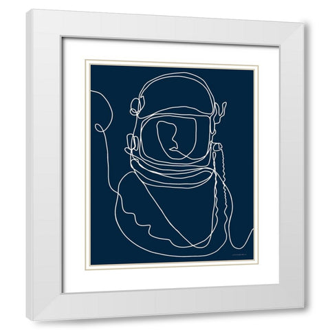 Lines in Space 2   White Modern Wood Framed Art Print with Double Matting by Kamdon Kreations