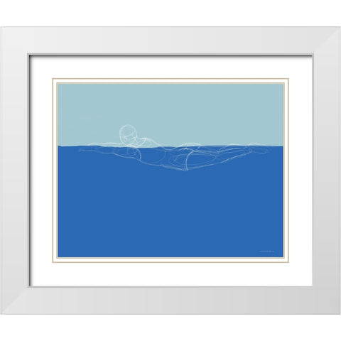 How to Swim 1 White Modern Wood Framed Art Print with Double Matting by Kamdon Kreations