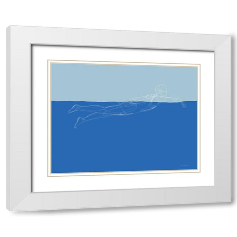 How to Swim 2 White Modern Wood Framed Art Print with Double Matting by Kamdon Kreations