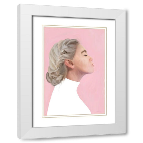 First Kiss White Modern Wood Framed Art Print with Double Matting by Kamdon Kreations