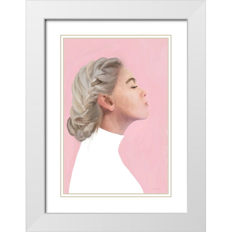 First Kiss White Modern Wood Framed Art Print with Double Matting by Kamdon Kreations