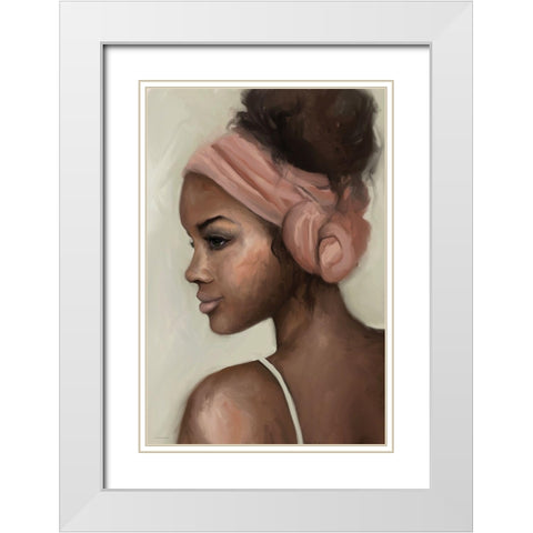 Girl with a Knotted Wrap White Modern Wood Framed Art Print with Double Matting by Kamdon Kreations